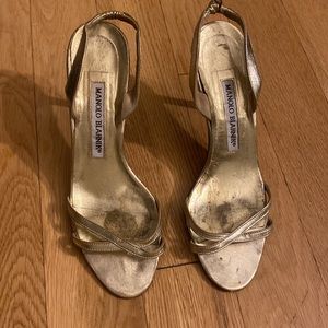 Manolo Blahnik vintage stilettos gold